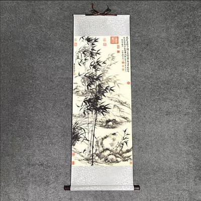 名家名画（装饰画）专场 - 兰花竹石图 墨竹图 清石涛王原祁合作卷轴画