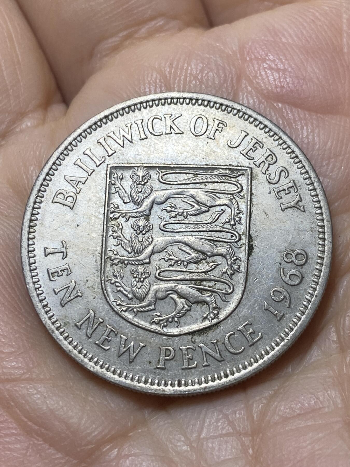 2025年第一百零七场(总第一百三十三场）外国好品散币(免佣金) 英属泽西岛🇯🇪1968年10新便士(伊丽莎白二世中年花冠，十进制第一版首发年)