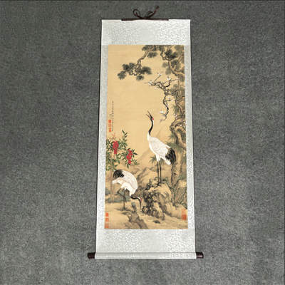 听雨轩 杂相专场（1） - 松梅双鹤图 清沈铨 卷轴画