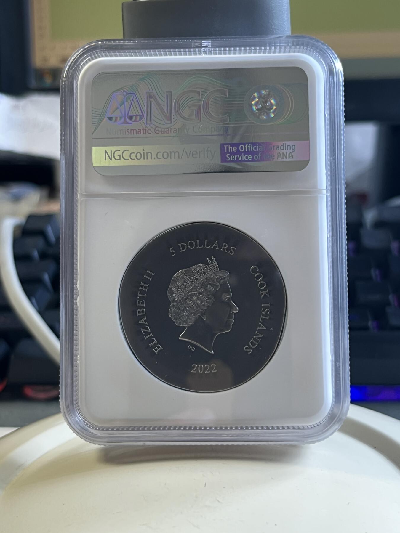 第177期拍卖【长期征集拍品】 NGC-MS70 ANTIQUED 库克2022年发行古希腊货币3（超高浮雕飞马设计）仿古银币（CIT重现千年历史货币复刻：1盎司克重，999纯银，33MM，限量999枚，盒证齐全）