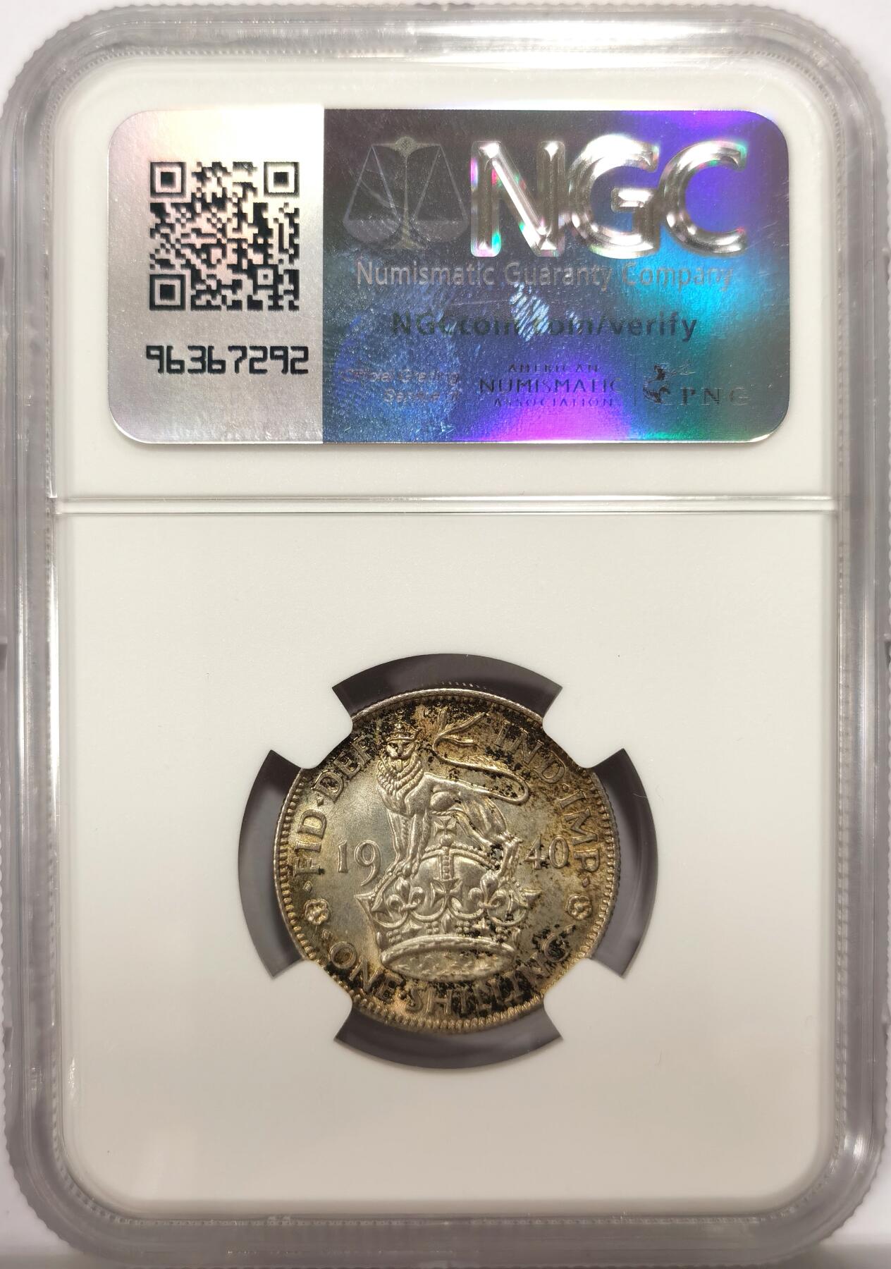 博洋堂世界钱币拍卖第142期（全场包邮） NGC MS64 英国1940年乔六先令银币，BU原光状态，64分已经比较难得了，适合凑个品种