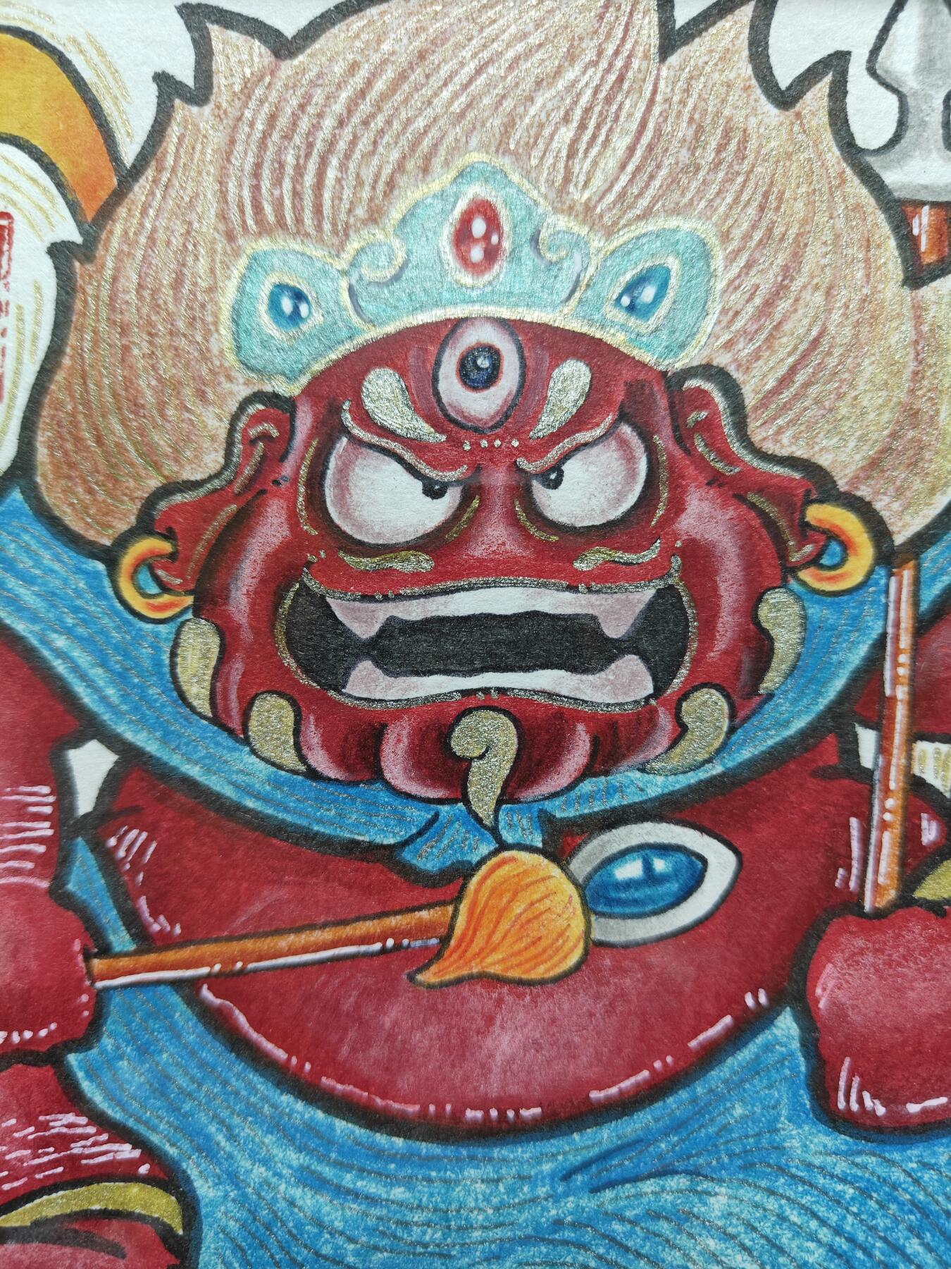 天玑星卡拍第128期《10.13周一截拍》持续收拍收评中 满赠卡需备注 【手绘画】居子 财神 尺寸18*18CM 知名漫画家