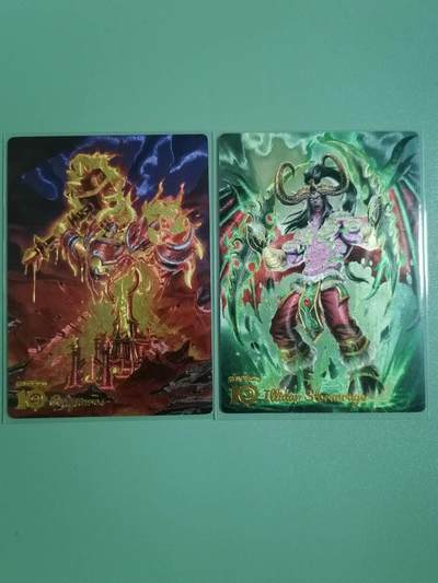 光影卡牌第24期，各家亲签，各家套卡，持续收拍品 - 奇点卡牌炉石伊利丹+拉格纳罗斯粗闪 