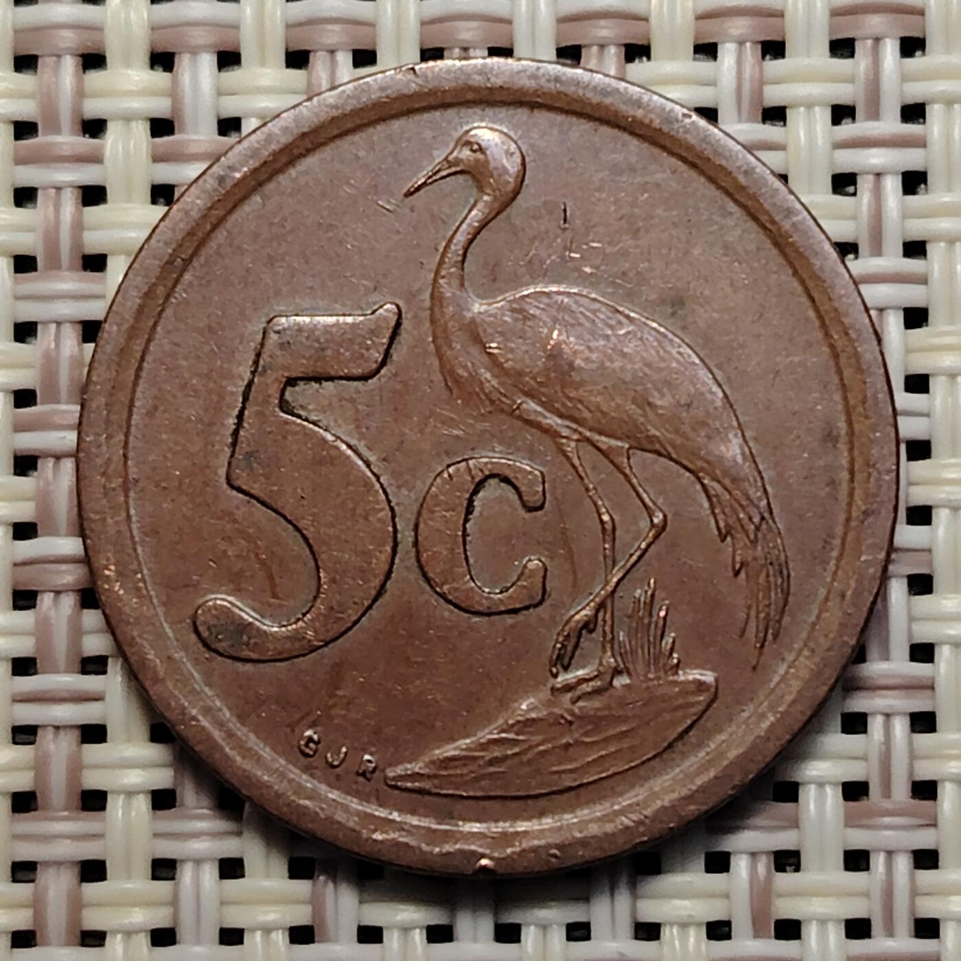 布加迪🐬～世界钱币(上海)🌾第 249 期 /  各国套币和散币 南非🇿🇦  1993年 5分
