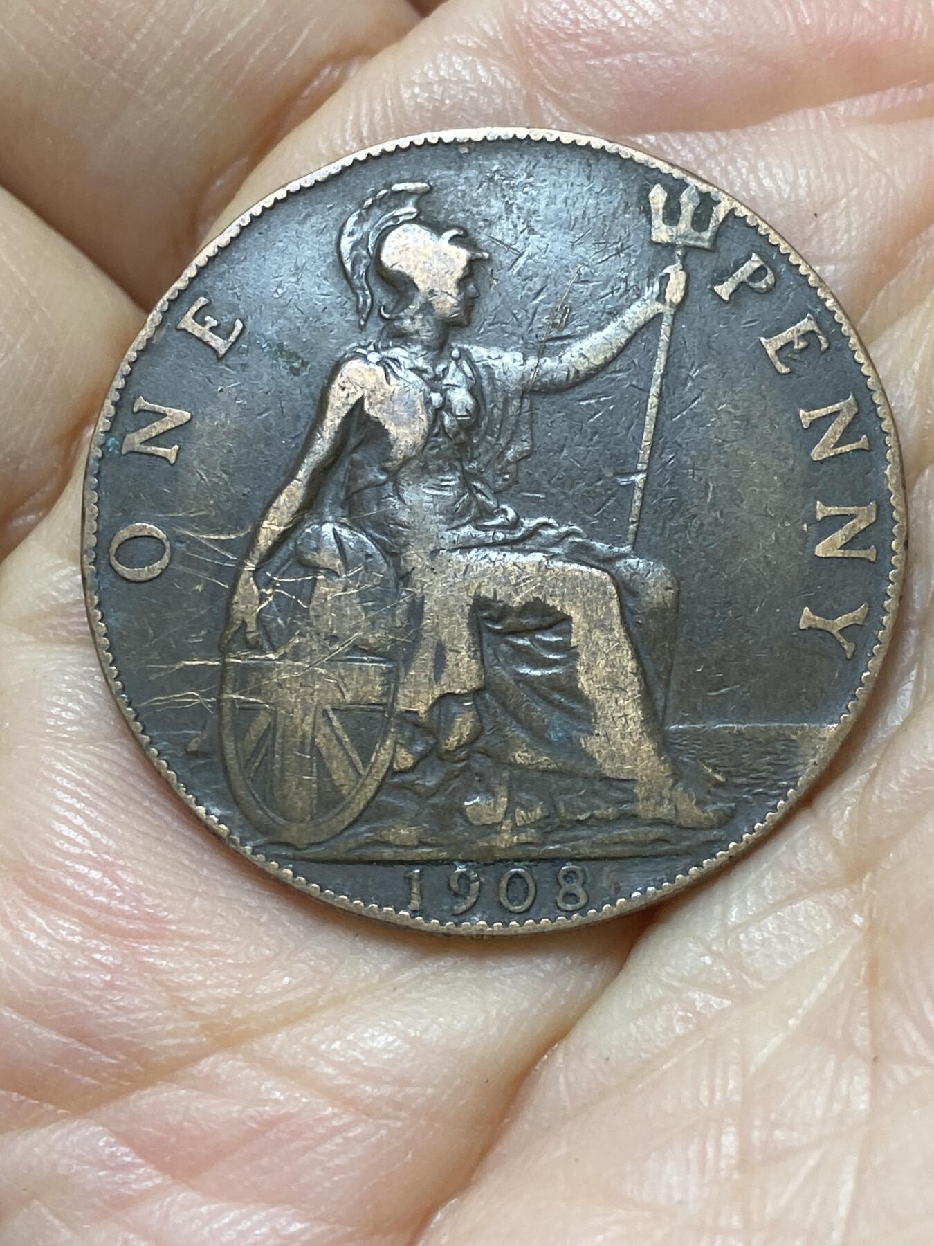 2025年第一百零七场(总第一百三十三场）外国好品散币(免佣金) 英国🇬🇧1908年1便士(爱德华七世时期)