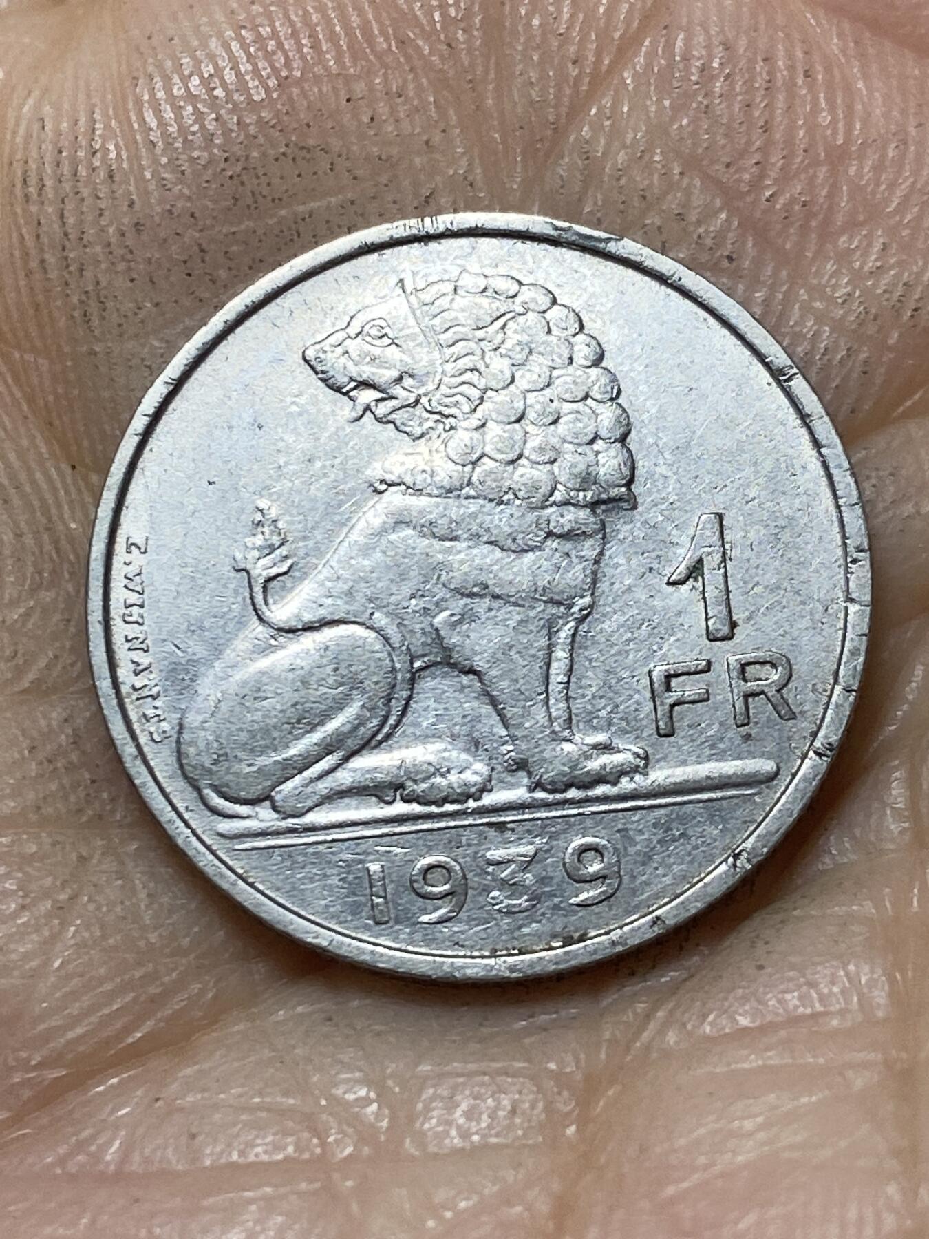 2025年第一百零七场(总第一百三十三场）外国好品散币(免佣金) 比利时🇧🇪1939年1法郎(利奥波德三世时期，左法语右荷语版)
