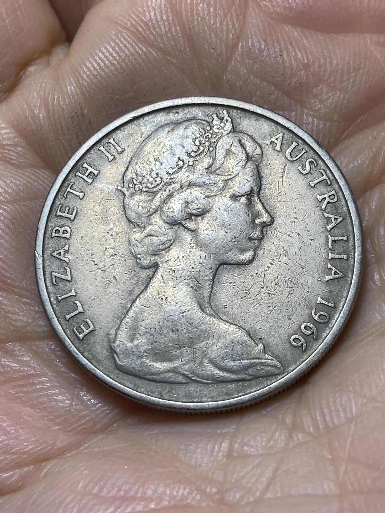 2025年第一百零七场(总第一百三十三场）外国好品散币(免佣金) 澳大利亚🇦🇺1966年20分(伊丽莎白二世中年花冠，首发年)