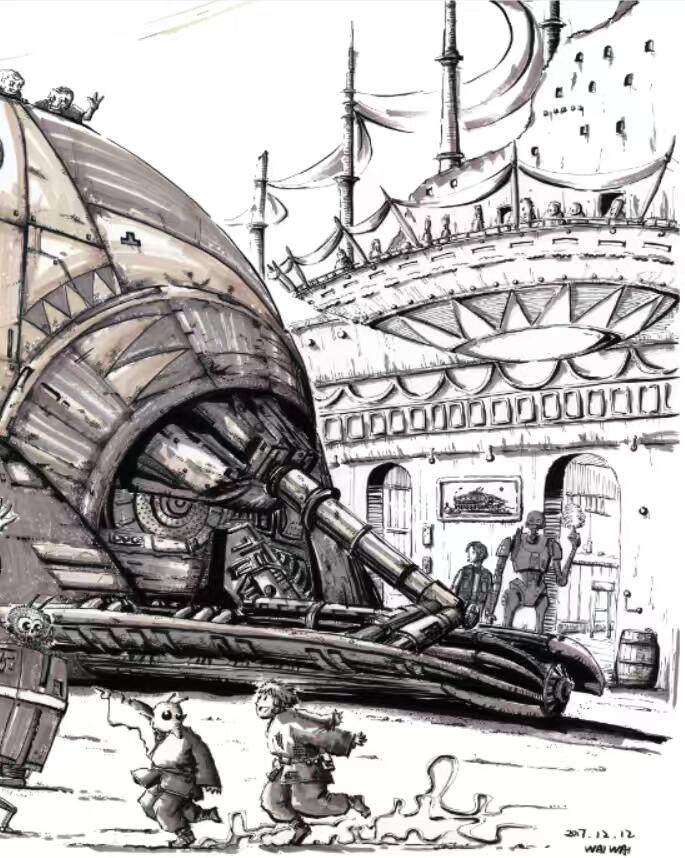 零元拍：歪歪星球大战系列作品装饰画《奴隶一号大马戏团》，作品尺寸：0.6X0.9CM，超厚300g泛太克艺术纸，爱普生原装墨水艺术微喷，限量200张