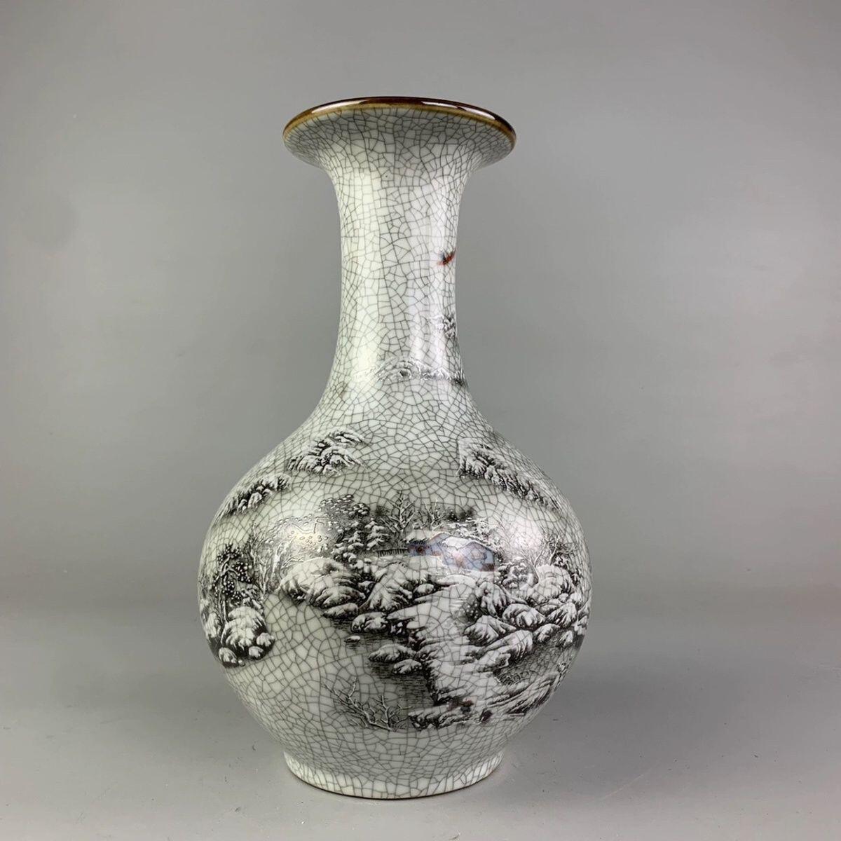 杂相专场（5） 粉彩雪景溪山访友图赏瓶