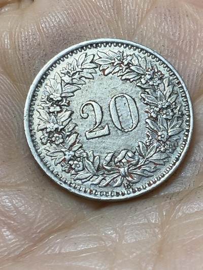 2025年第一百零七场(总第一百三十三场）外国好品散币(免佣金) - 少见早期年份–瑞士🇨🇭1944年20分(二战时期，B标伯尔尼造)
