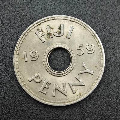 【淘币小摊】实时拍第七百六十三拍  国庆10拍 克朗币银币场 外出13号发货  满百包邮可预留二周 每周一统一发货   - 斐济1959年一便士镍币