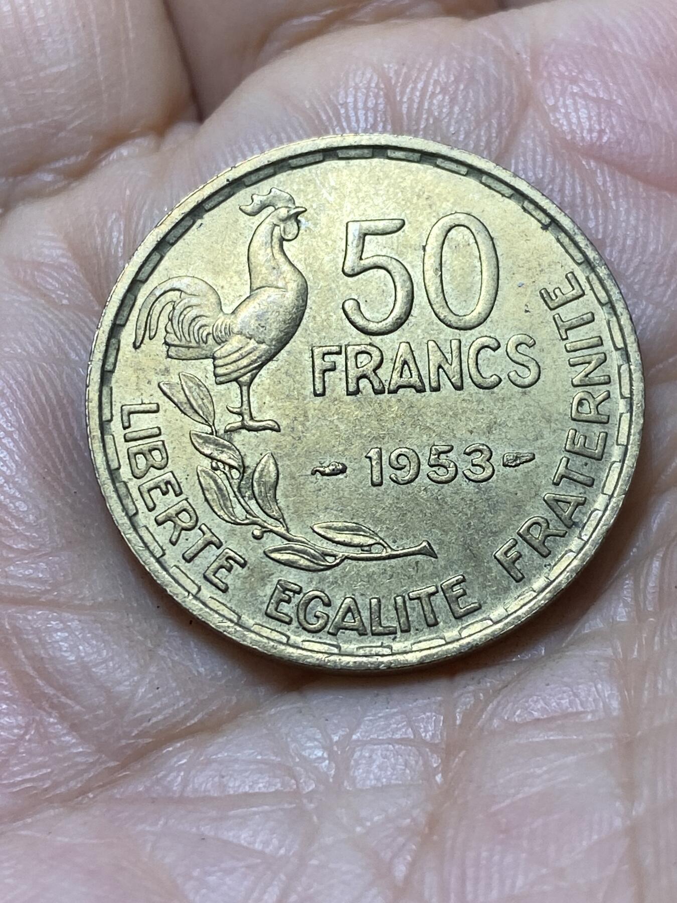 2025年第一百零七场(总第一百三十三场）外国好品散币(免佣金) 法兰西第四共和国1953年50法郎