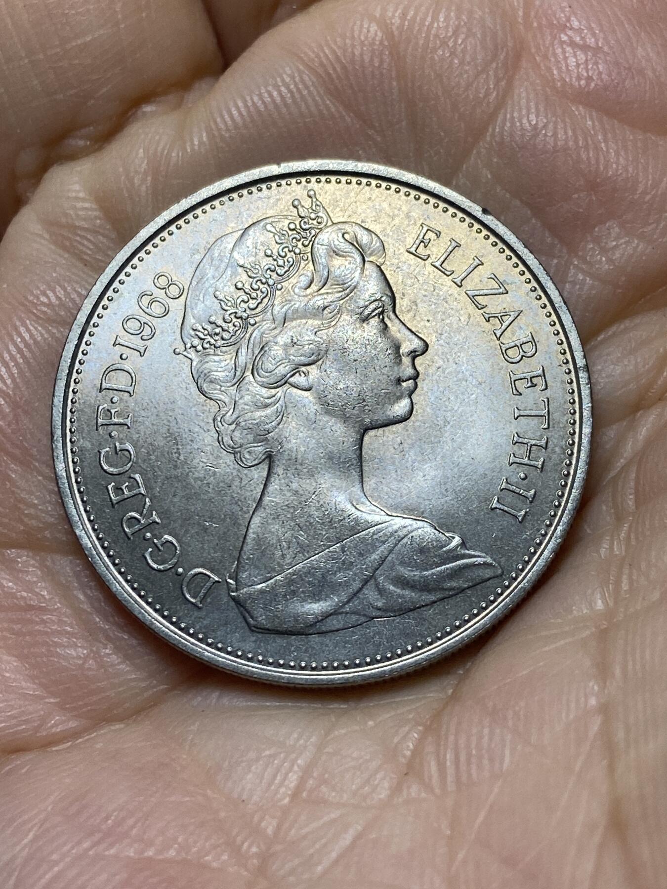 2025年第一百零七场(总第一百三十三场）外国好品散币(免佣金) 英国🇬🇧1968年10新便士(伊丽莎白二世中年花冠，十进制第一版首发年)