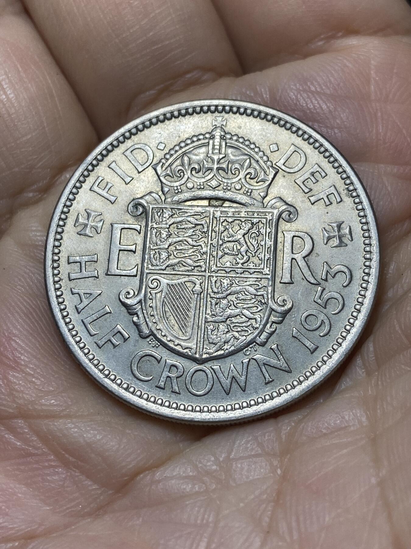 2025年第一百零七场(总第一百三十三场）外国好品散币(免佣金) 英国🇬🇧1953单年份半克朗(伊丽莎白二世加冕年，青年桂冠第一版)