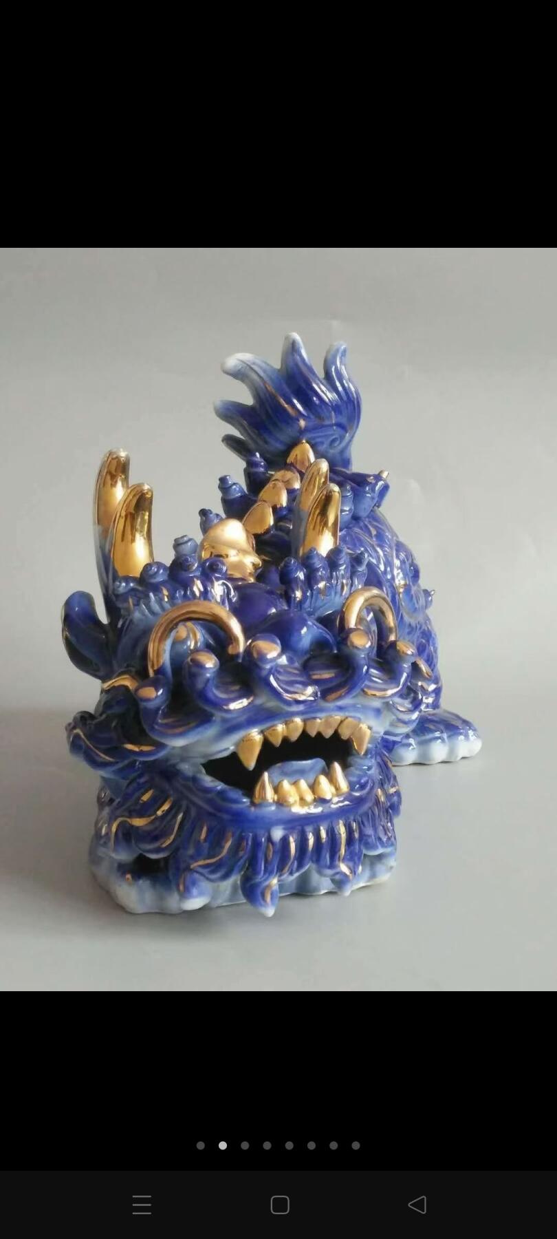 民国鎏金瓷麒麟，完整无损，镇宅辟邪，聚财，兴家，旺后，麒麟送子，吉祥神兽。