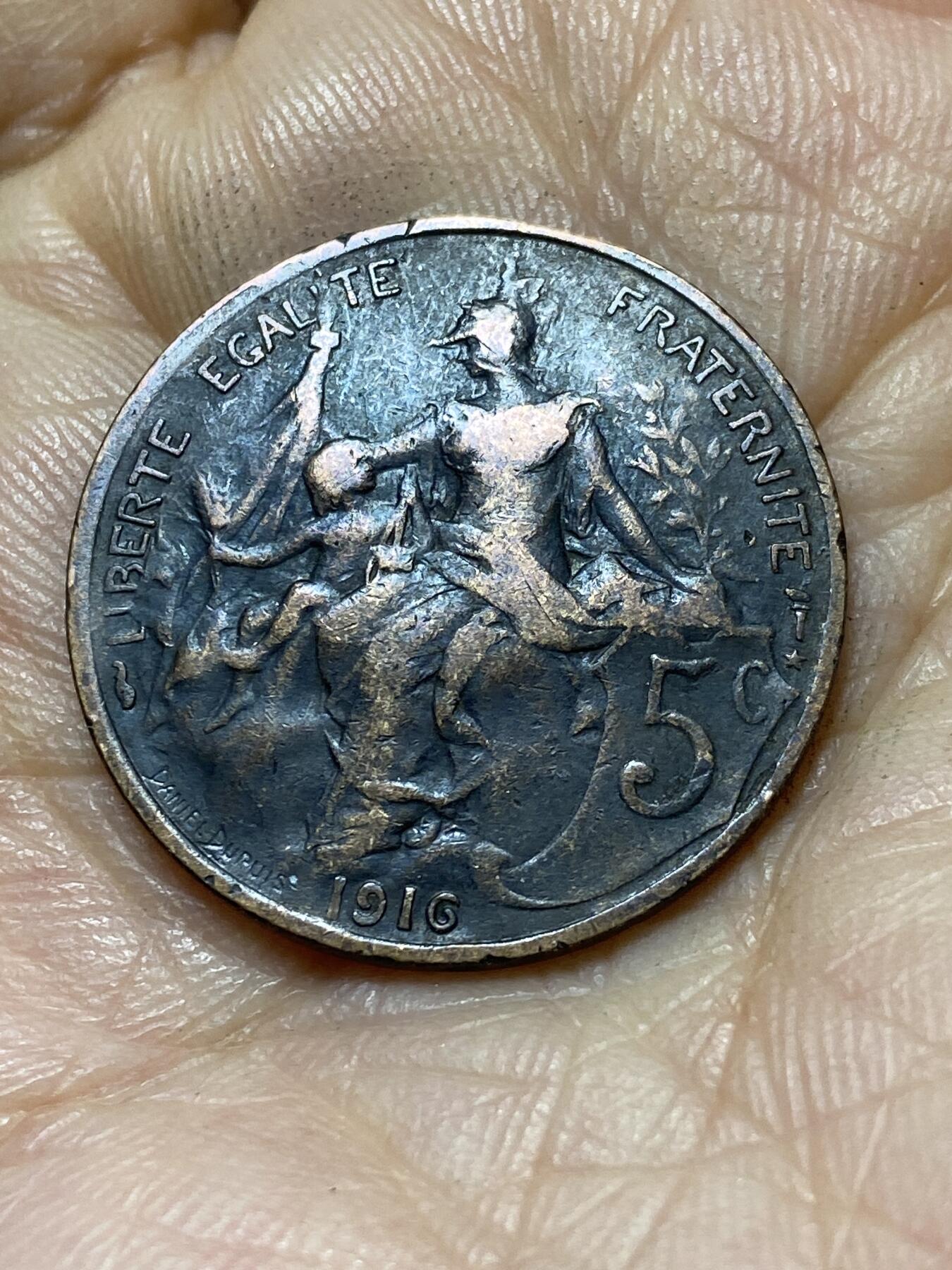 2025年第一百零七场(总第一百三十三场）外国好品散币(免佣金) 法兰西第三共和国1916年5生丁(第三版)