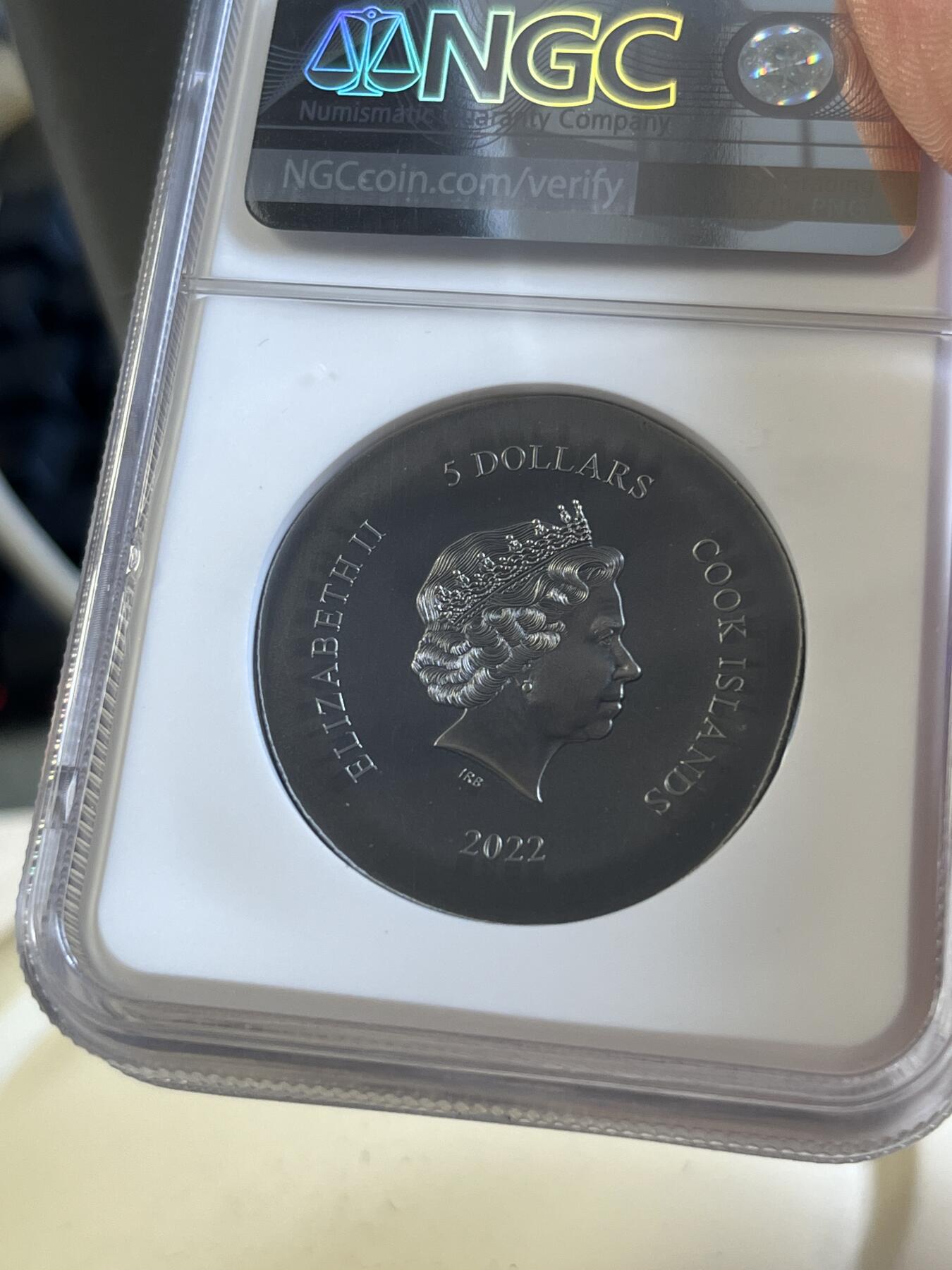 第177期拍卖【长期征集拍品】 NGC-MS70 ANTIQUED 库克2022年发行古希腊货币3（超高浮雕飞马设计）仿古银币（CIT重现千年历史货币复刻：1盎司克重，999纯银，33MM，限量999枚，盒证齐全）