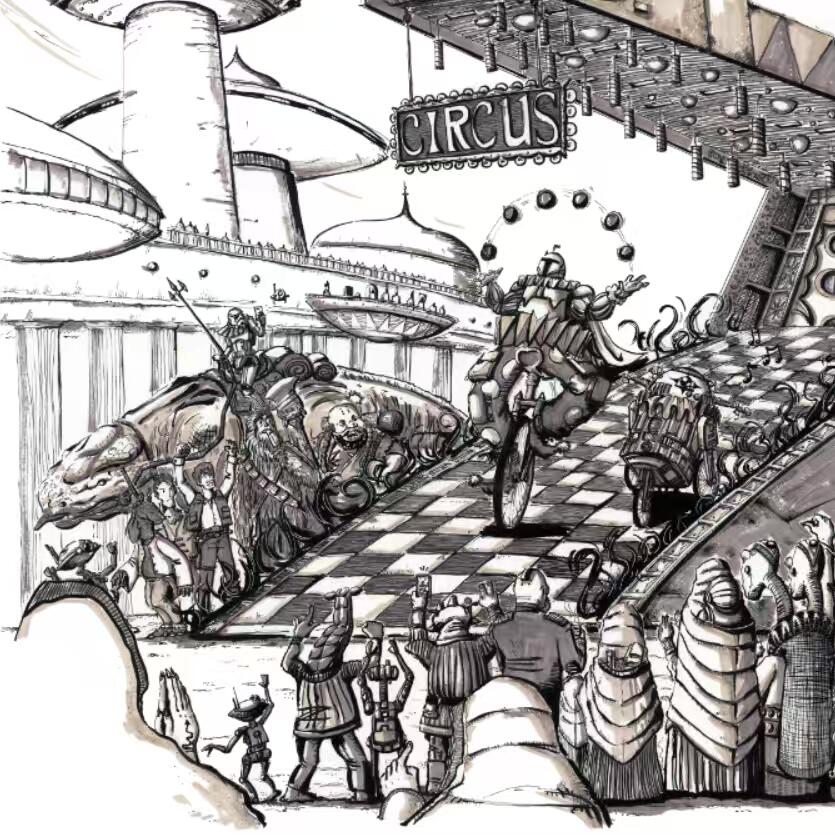 零元拍：歪歪星球大战系列作品装饰画《奴隶一号大马戏团》，作品尺寸：0.6X0.9CM，超厚300g泛太克艺术纸，爱普生原装墨水艺术微喷，限量200张