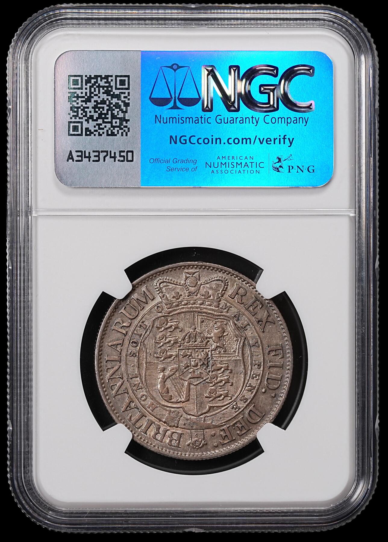 修遠堂世界钱币第八十八期 NGC AU58 1817年英国1/2克朗银币 小头像版