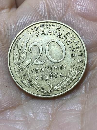 2025年第一百零七场(总第一百三十三场）外国好品散币(免佣金) - 法国🇫🇷1963年20生丁(猫头鹰标，早期年份)