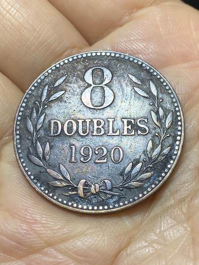 2025年第一百零七场(总第一百三十三场）外国好品散币(免佣金) - 英属根西岛1920年8道布(最后一版8道布乔治五世时期，H标喜敦厂造)