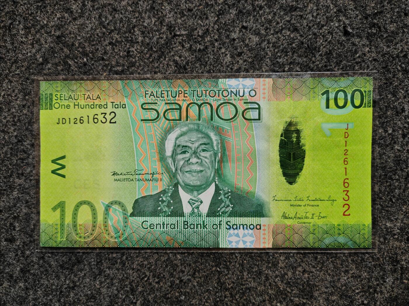 【礼羽收藏】🌏世界钱币拍卖第106期 拍卖延长30分钟 20:00开始 大洋洲，萨摩亚，2012年，100塔拉，P-44a，品相如图