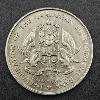 【淘币小摊】实时拍第七百六十三拍  国庆10拍 克朗币银币场 外出13号发货  满百包邮可预留二周 每周一统一发货   - 东加勒比1970年圣卢卡西4元香蕉fao纪念币