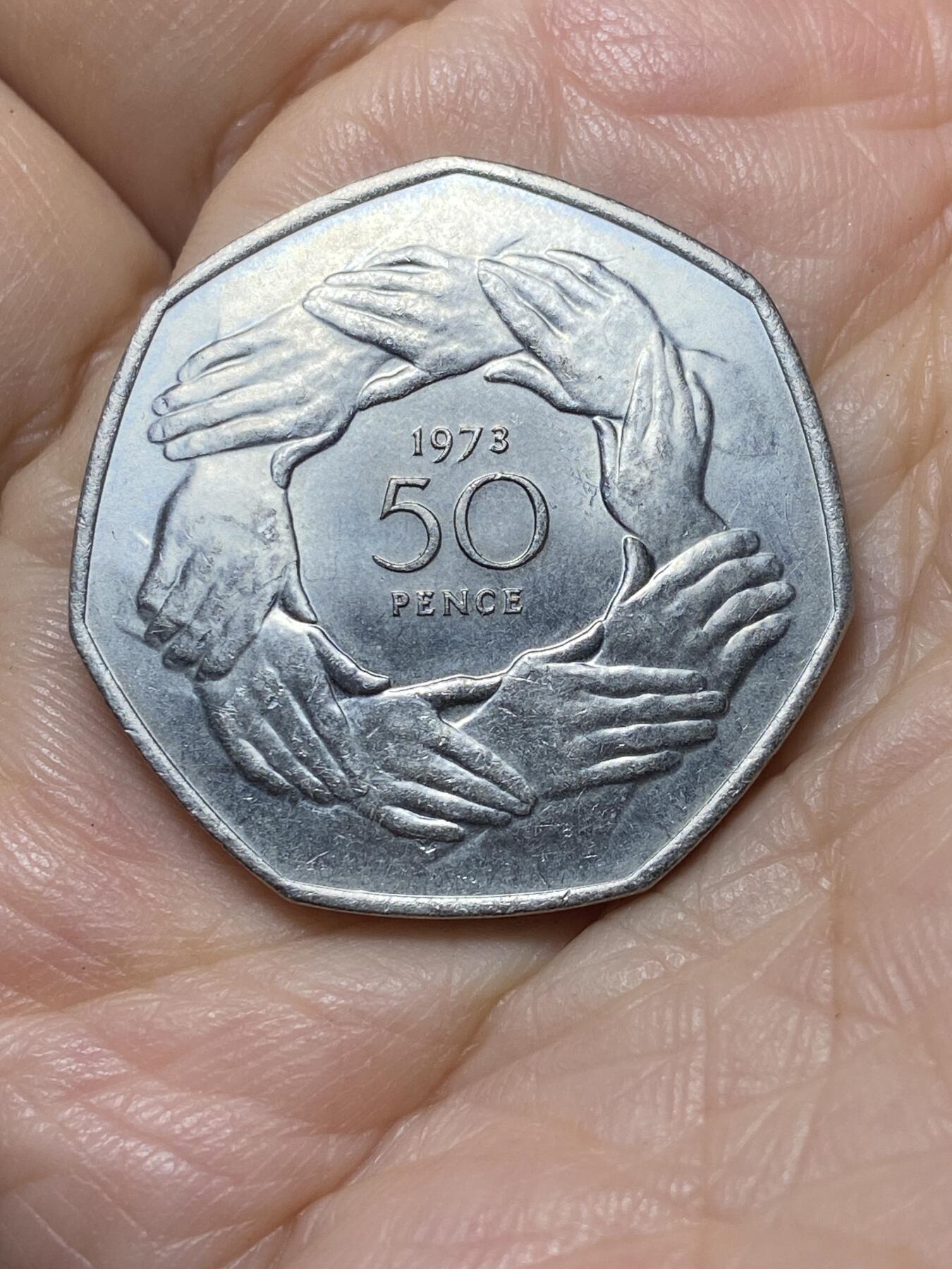 2025年第一百零七场(总第一百三十三场）外国好品散币(免佣金) 英国🇬🇧1973单年份50便士(英国加入欧洲经济共同体纪念币)