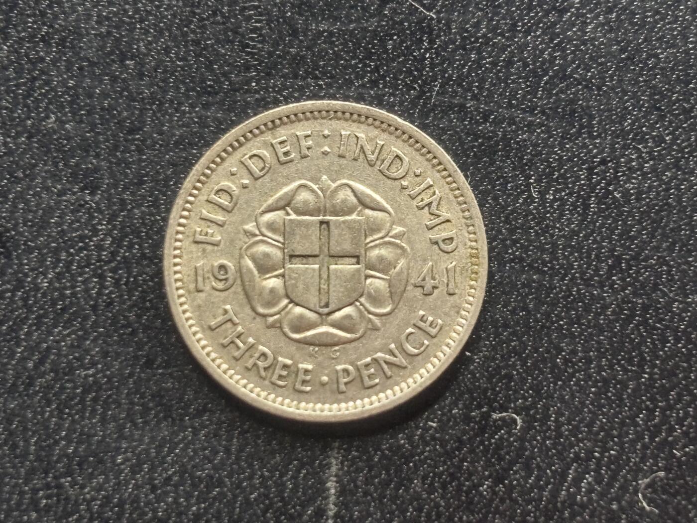 邮泉阁限时拍卖第二十九场 各国硬币专场（硬币在国外。） 英国1941年3便士0.500银币1.41克