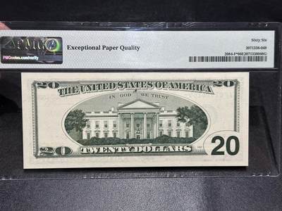 《外钞收藏家》第五百七十四期（精选场）（本平台长期征集拍品、欢迎藏友们联系合作） 1996年美国大头版20美元 PMG66 补号