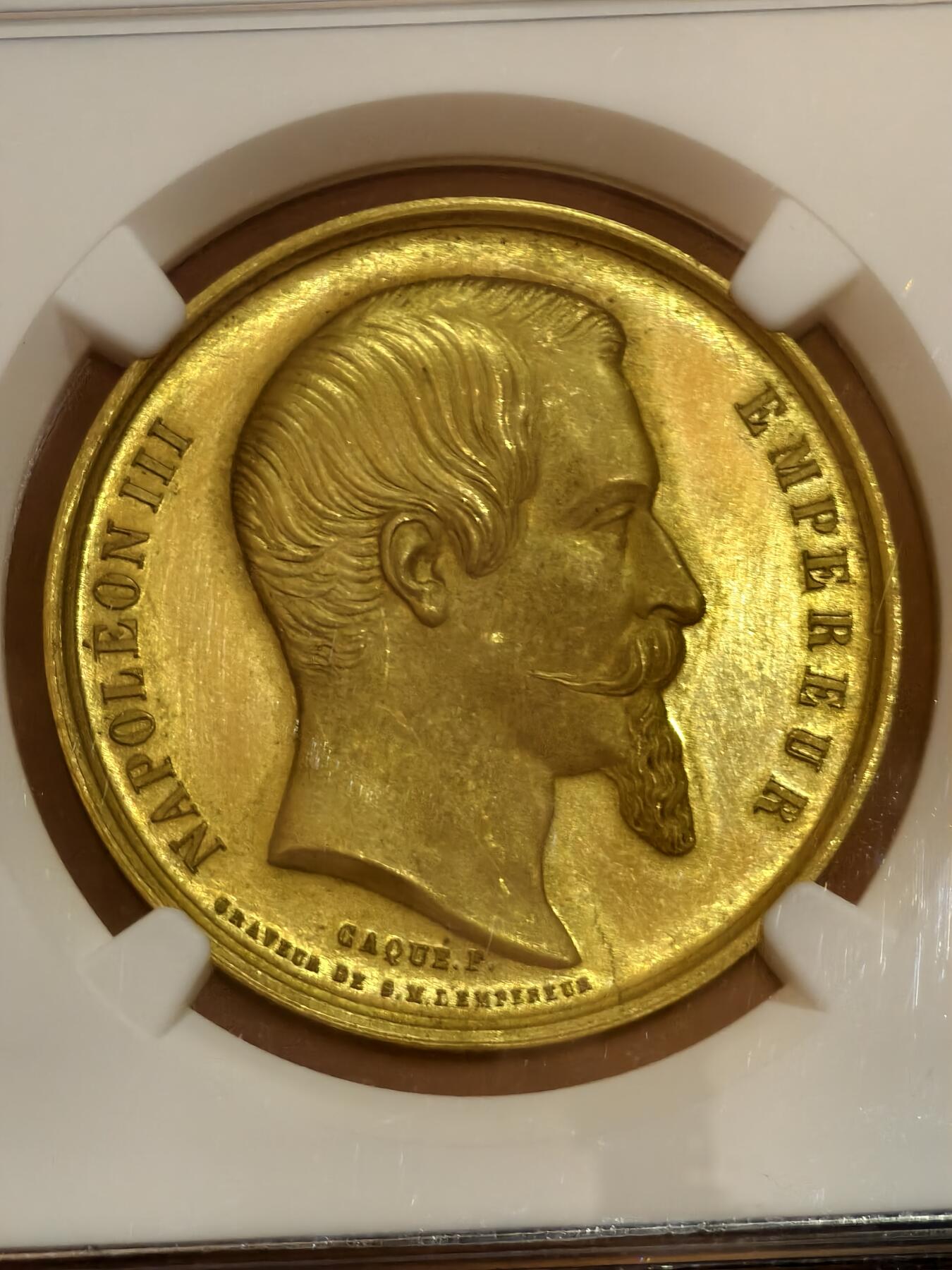 NGC-MS62PL法国1861年拿破仑三世里昂农业金章