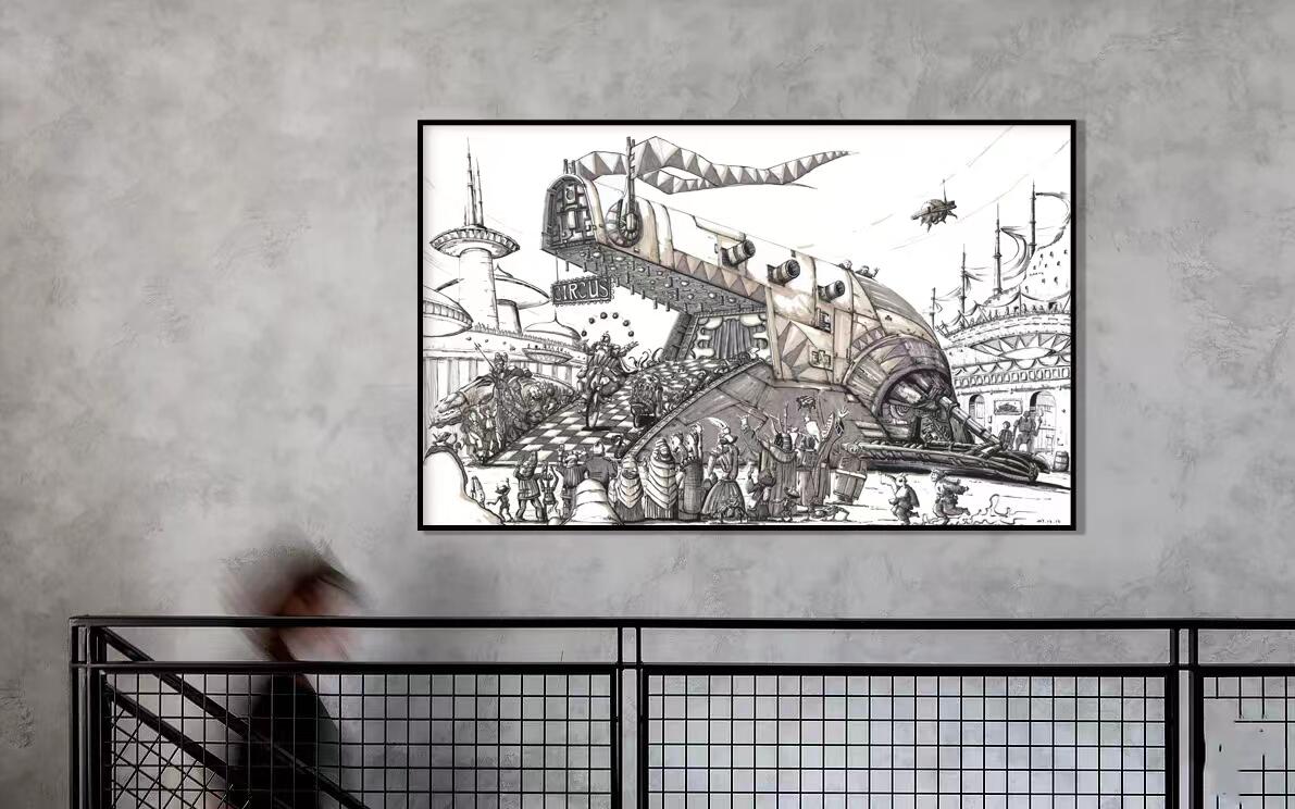 零元拍：歪歪星球大战系列作品装饰画《奴隶一号大马戏团》，作品尺寸：0.6X0.9CM，超厚300g泛太克艺术纸，爱普生原装墨水艺术微喷，限量200张