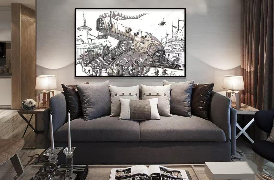 零元拍：歪歪星球大战系列作品装饰画《奴隶一号大马戏团》，作品尺寸：0.6X0.9CM，超厚300g泛太克艺术纸，爱普生原装墨水艺术微喷，限量200张