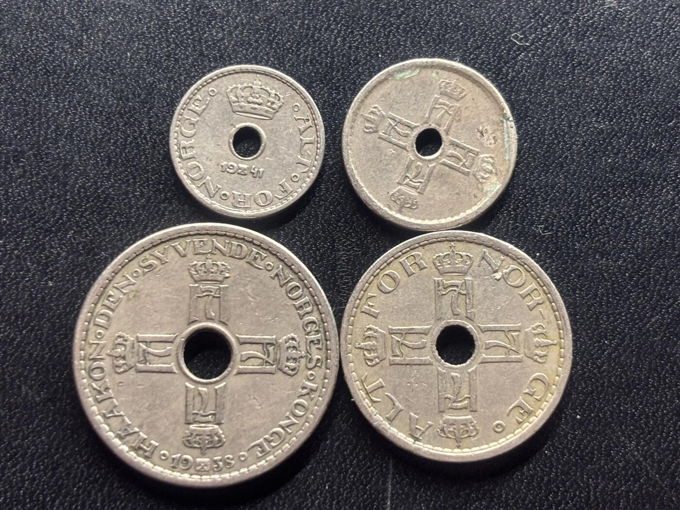 邮泉阁限时拍卖第二十九场 各国硬币专场（硬币在国外。） 挪威哈康七世国王4枚