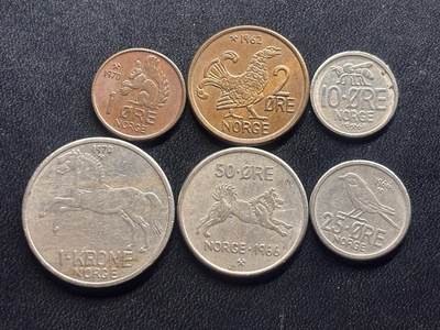 邮泉阁限时拍卖第二十九场 各国硬币专场（硬币在国外。） - 挪威国王奥拉夫五世6枚