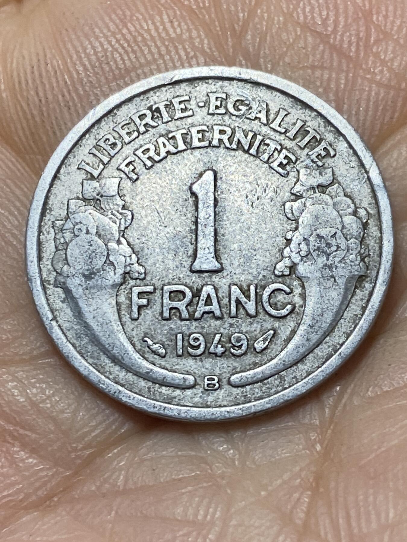 2025年第一百零七场(总第一百三十三场）外国好品散币(免佣金) 法兰西第四共和国1949年1法郎(B标，博蒙莱罗热造)