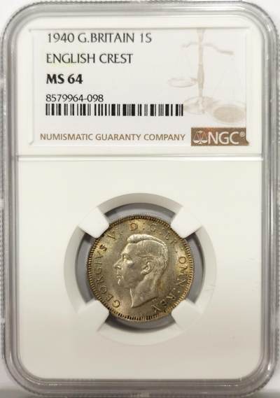 博洋堂世界钱币拍卖第142期（全场包邮） - NGC MS64 英国1940年乔六先令银币，BU原光状态，64分已经比较难得了，适合凑个品种