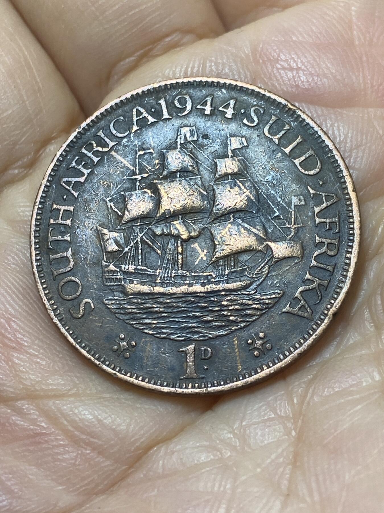 2025年第一百零七场(总第一百三十三场）外国好品散币(免佣金) 英属南非1944年1便士(乔治六世第一版)