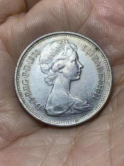 2025年第一百零七场(总第一百三十三场）外国好品散币(免佣金) - 英国🇬🇧1970年5新便士(伊丽莎白二世中年花冠，十进制第一版)