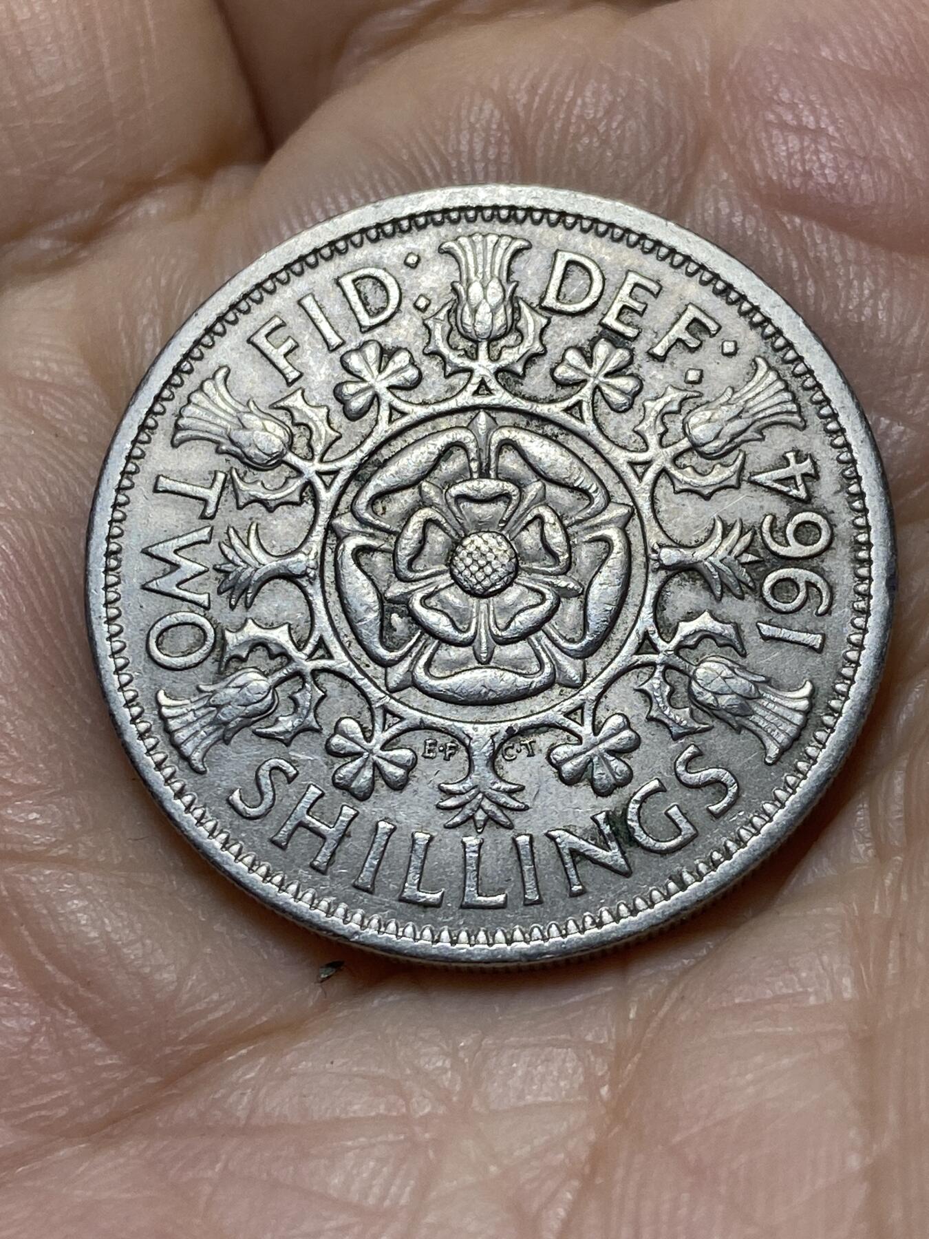 2025年第一百零七场(总第一百三十三场）外国好品散币(免佣金) 英国🇬🇧1964年1弗洛林(等值2先令，伊丽莎白二世青年桂冠第二版)