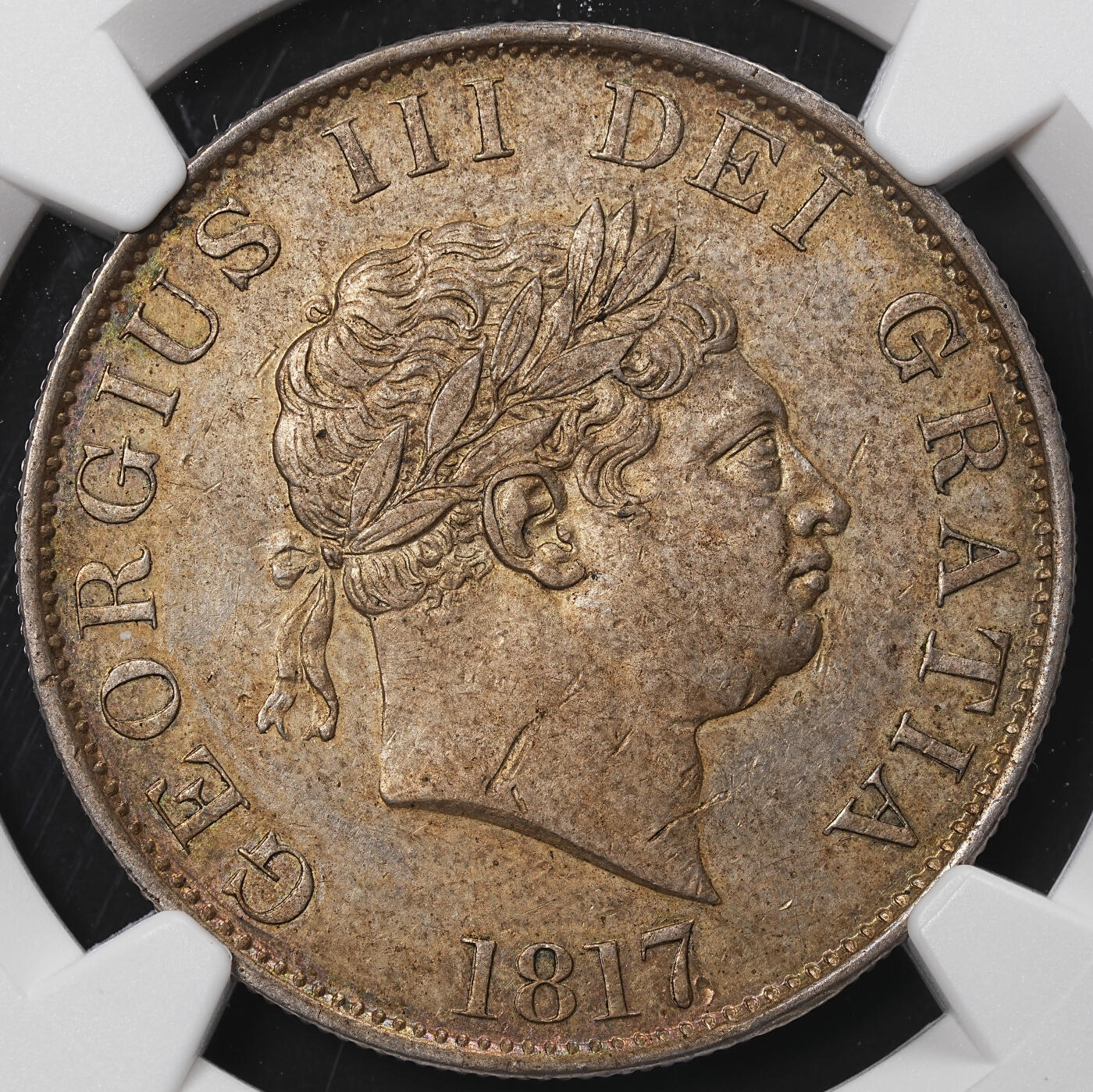 修遠堂世界钱币第八十八期 NGC AU58 1817年英国1/2克朗银币 小头像版