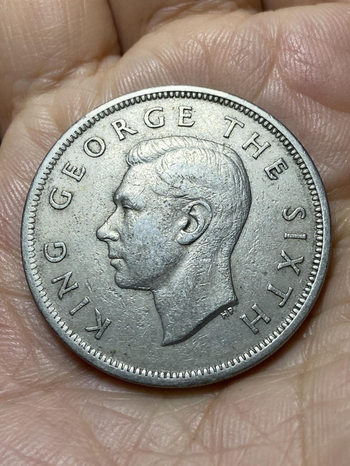 2025年第一百零七场(总第一百三十三场）外国好品散币(免佣金) 新西兰🇳🇿1950年半克朗(乔治六世第三版，前期版K.G Close to dots–K.G靠近装饰点)