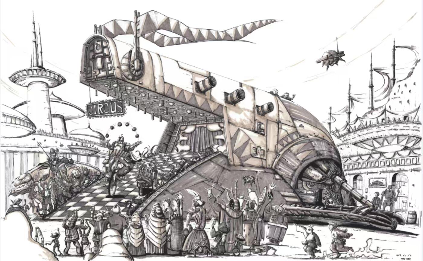 零元拍：歪歪星球大战系列作品装饰画《奴隶一号大马戏团》，作品尺寸：0.6X0.9CM，超厚300g泛太克艺术纸，爱普生原装墨水艺术微喷，限量200张