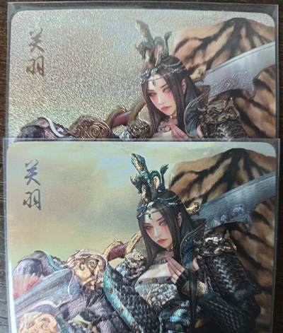 花开卡拍第42期（10月12号周日截拍，品控勿拍!!!拍品不寄存，运费5元，自制卡难免瑕疵，可能存在轻微撞角爆边等出厂瑕疵，品控介意勿拍！） - 三国姬 关羽 粗闪和浮雕粗闪 2张