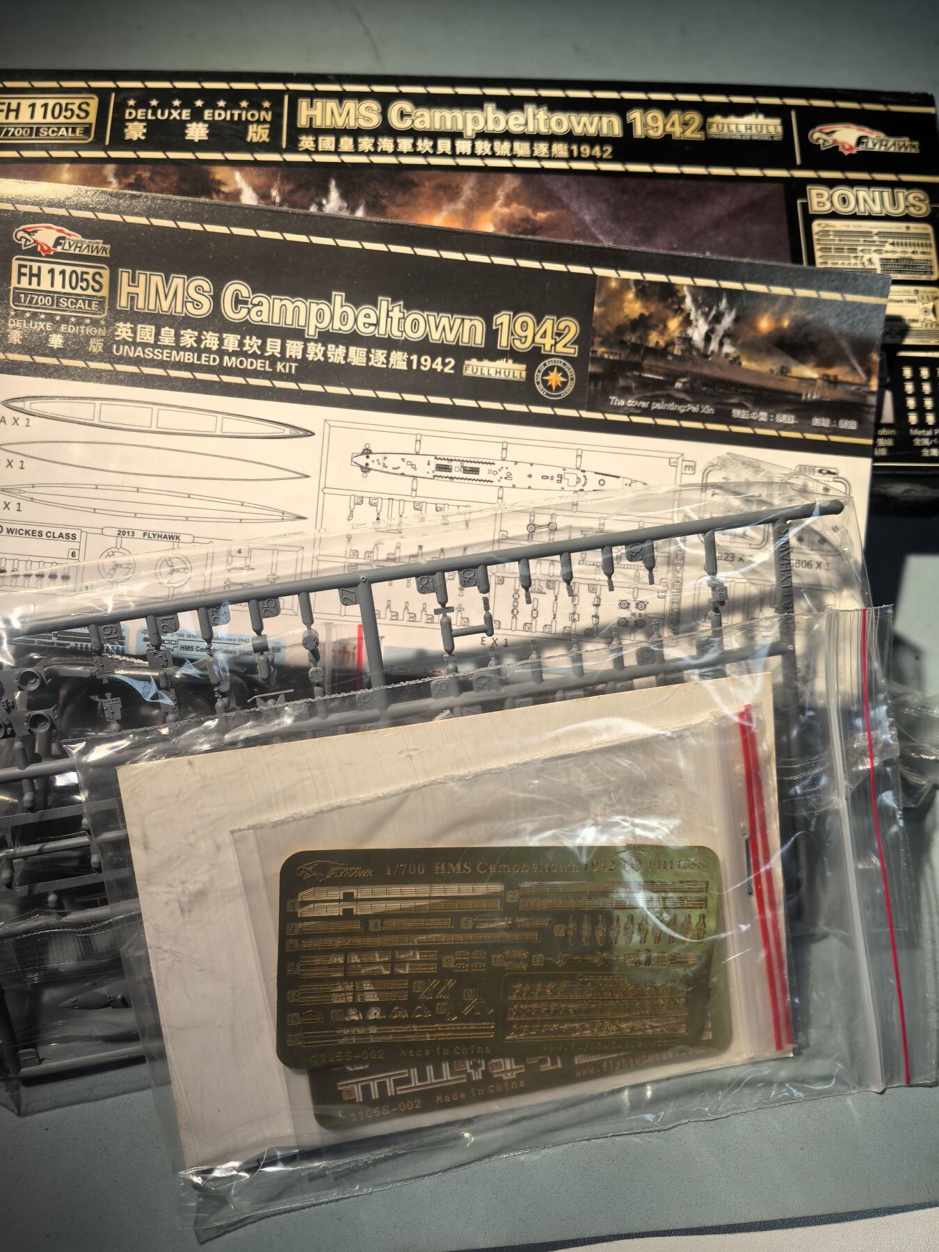 盛世勋华——号角文化勋章邮票专场拍卖第283期 拼装模型 鹰翔1/700 英国坎贝尔顿号驱逐舰 配件齐全