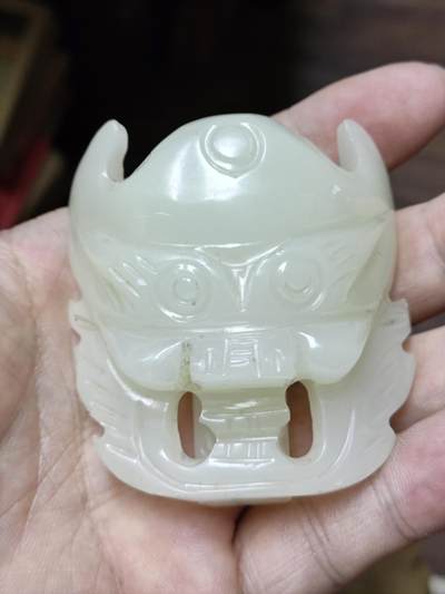 爱淘收藏，清货 - 天然阿富汗白玉皮带扣腰扣 羊脂白男士玉石腰牌腰佩