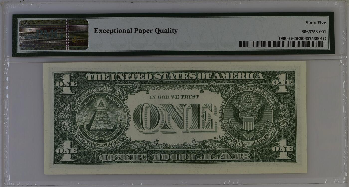 【礼羽收藏】🌏世界钱币拍卖第106期 拍卖延长30分钟 20:00开始 1963年 1美元 号码无4 PMG老壳65EPQ