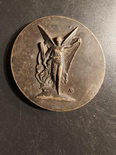 老王徽章第155期 - 法国镀银大铜章    直径50mm.   重量60.2g