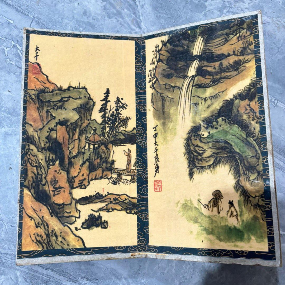 名家画册 仿古册页 张大千山水精品册页 尺寸10*19mm