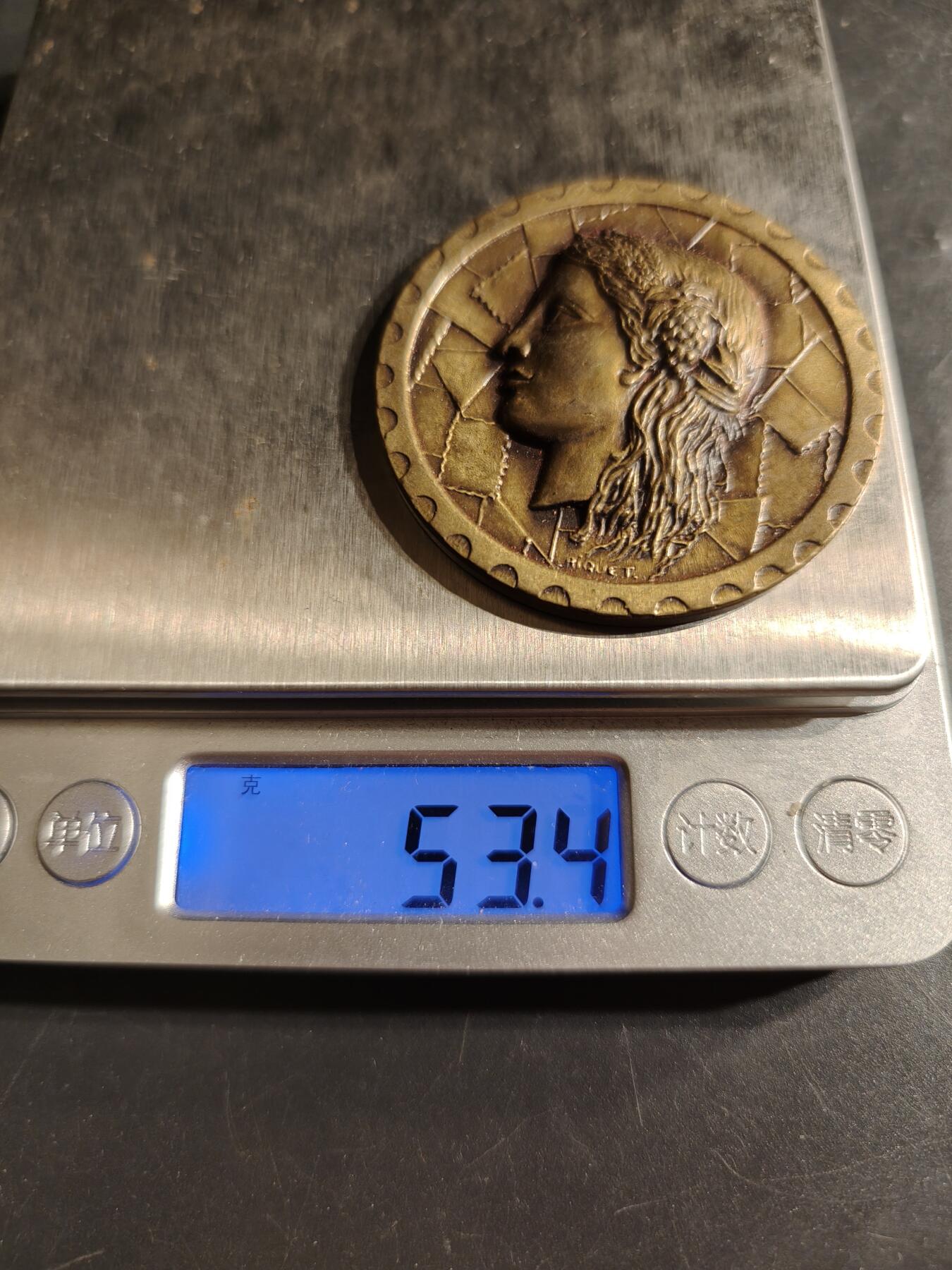 老王徽章第155期 法国玛丽安娜大铜章    直径50mm.   重量54g